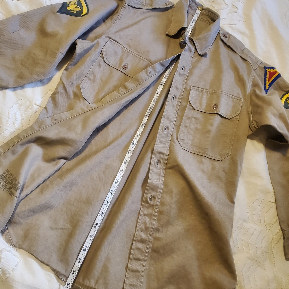 1950s USA Military Khaki Field Shirt + Patches